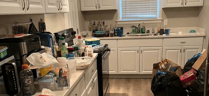 Kitchen before cleaning